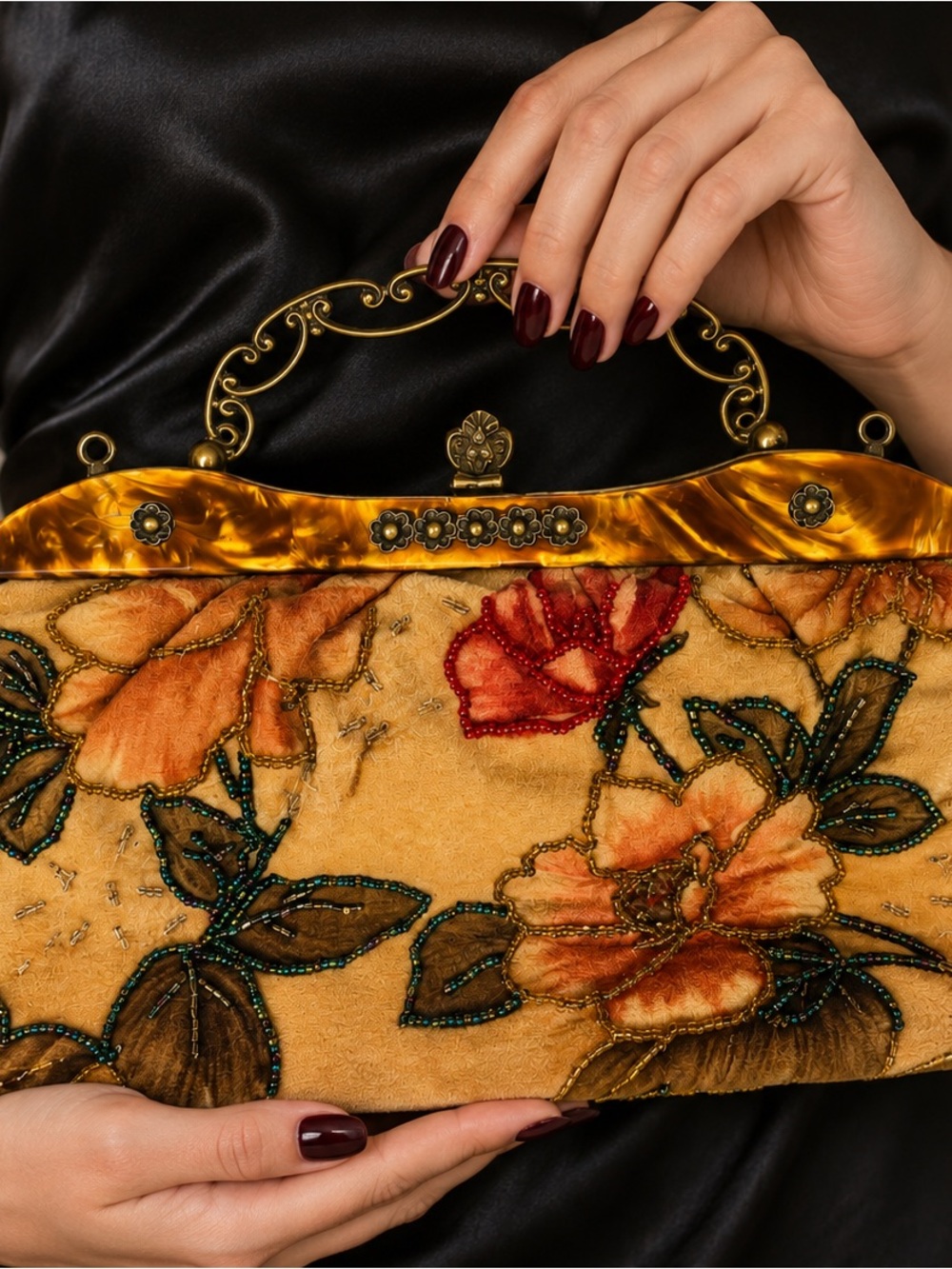✨ Vintage Art Deco Style Velvet Clutch Handmade